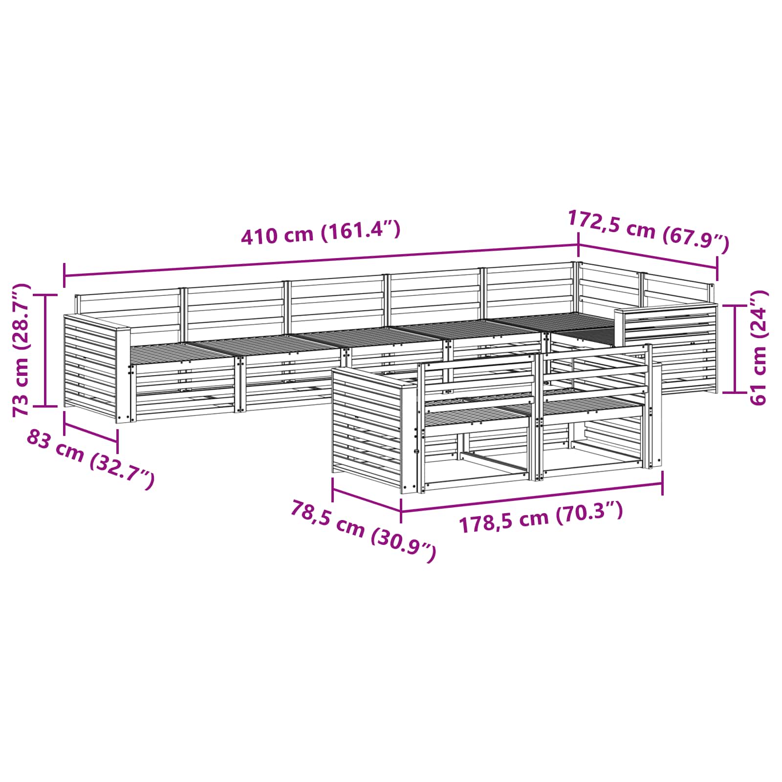 Buiten bankenset 8 pcs Naturel Massief Acaciahout is nu te koop bij PeponiXL, paradijselijk wonen!