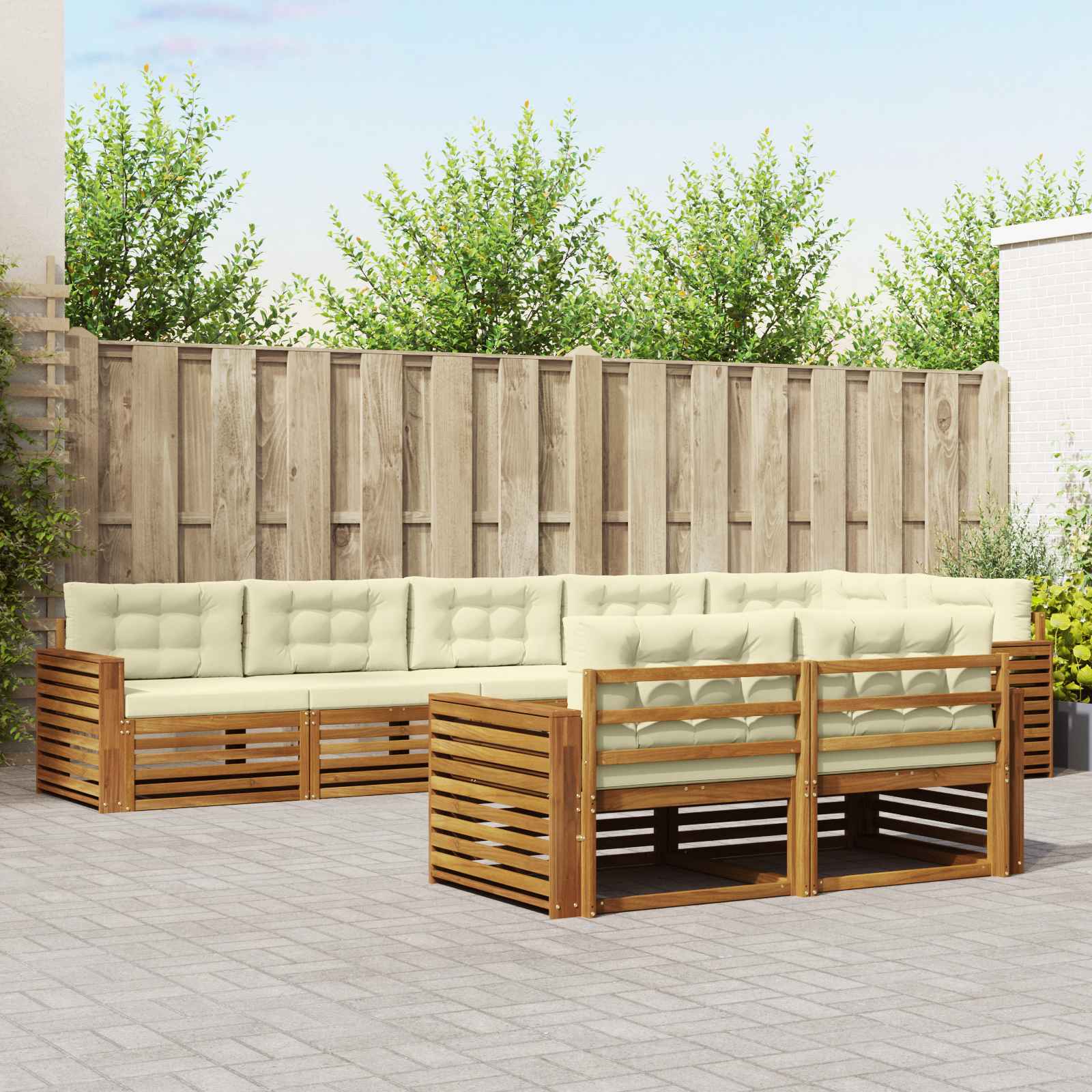 Buiten bankenset met kussen 8 pcs Natuurlijk en Crème is nu te koop bij PeponiXL, paradijselijk wonen!