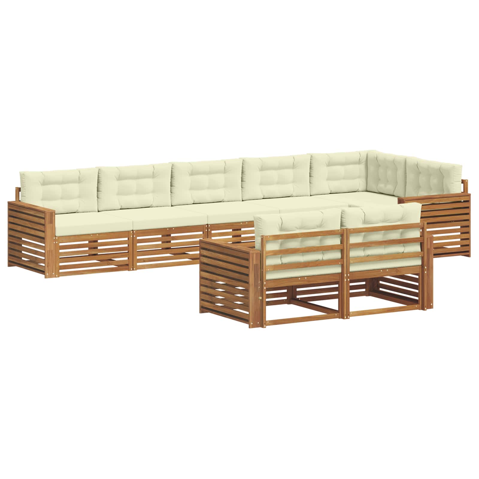 Buiten bankenset met kussen 8 pcs Natuurlijk en Crème is nu te koop bij PeponiXL, paradijselijk wonen!