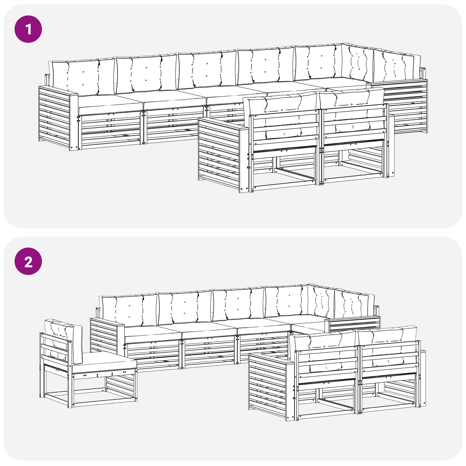 Buiten bankenset met kussen 8 pcs Natuurlijk en Lichtgrijs is nu te koop bij PeponiXL, paradijselijk wonen!