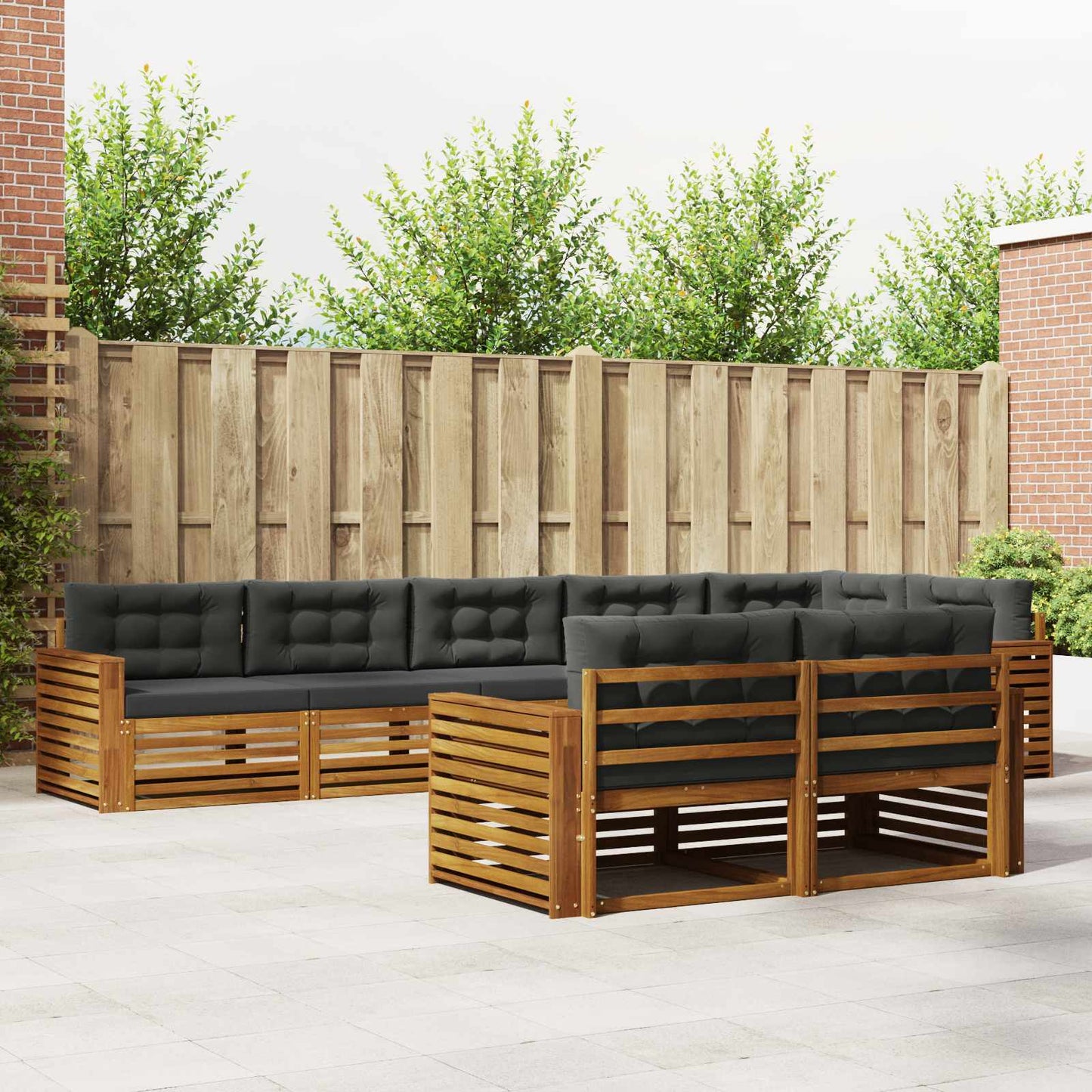 Buiten bankenset met kussen 8 pcs Natuurlijk en Antraciet is nu te koop bij PeponiXL, paradijselijk wonen!