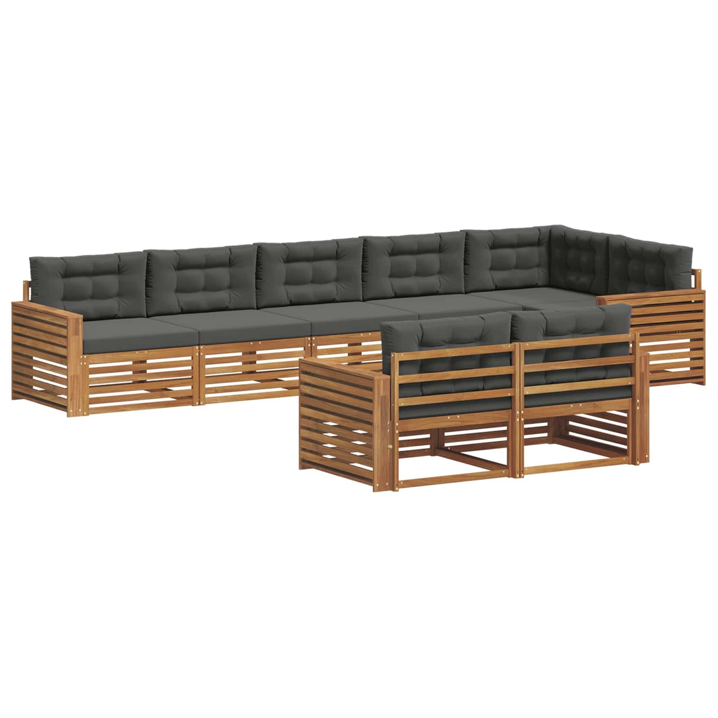 Buiten bankenset met kussen 8 pcs Natuurlijk en Antraciet is nu te koop bij PeponiXL, paradijselijk wonen!
