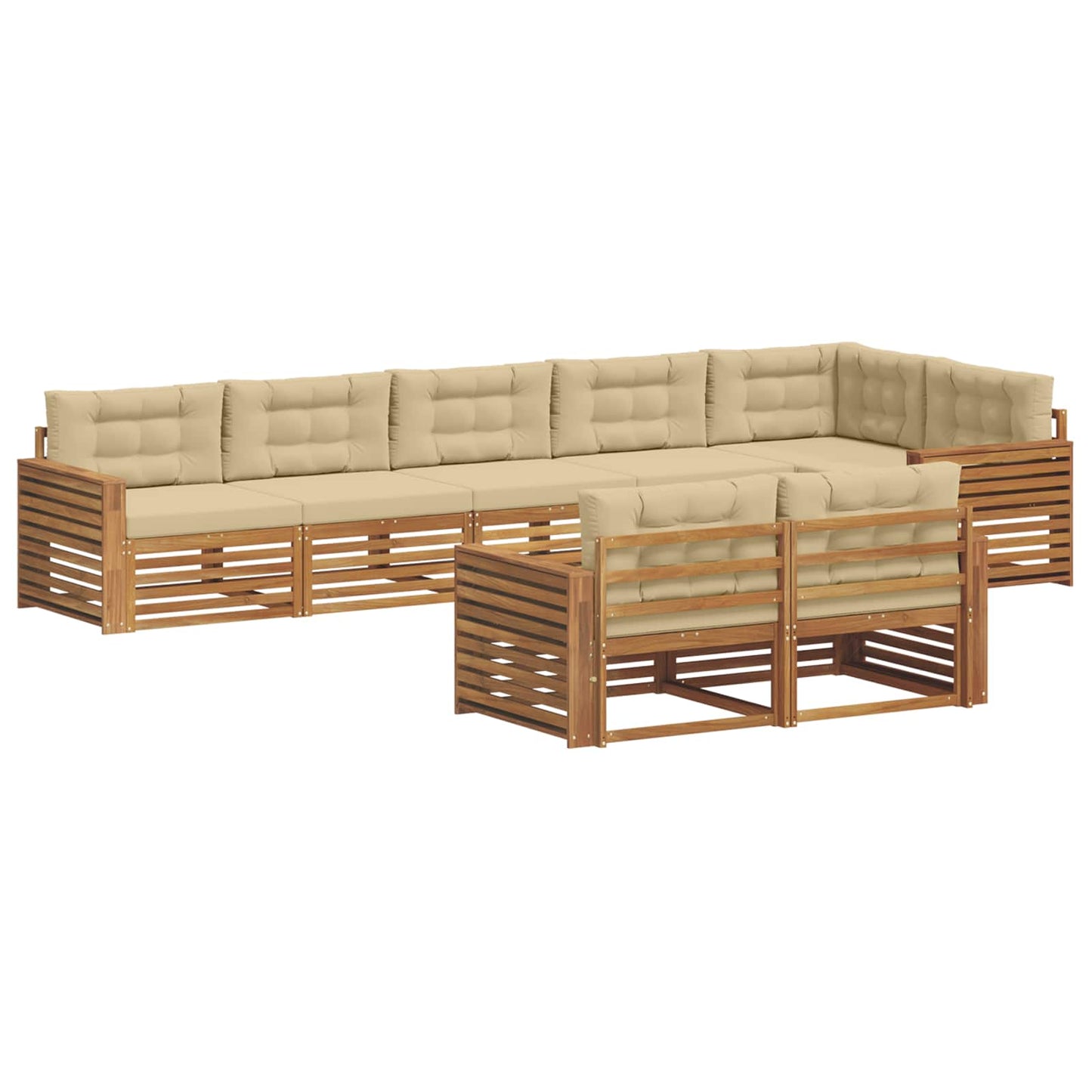Buiten bankenset met kussen 8 pcs Natuurlijk en Beige is nu te koop bij PeponiXL, paradijselijk wonen!