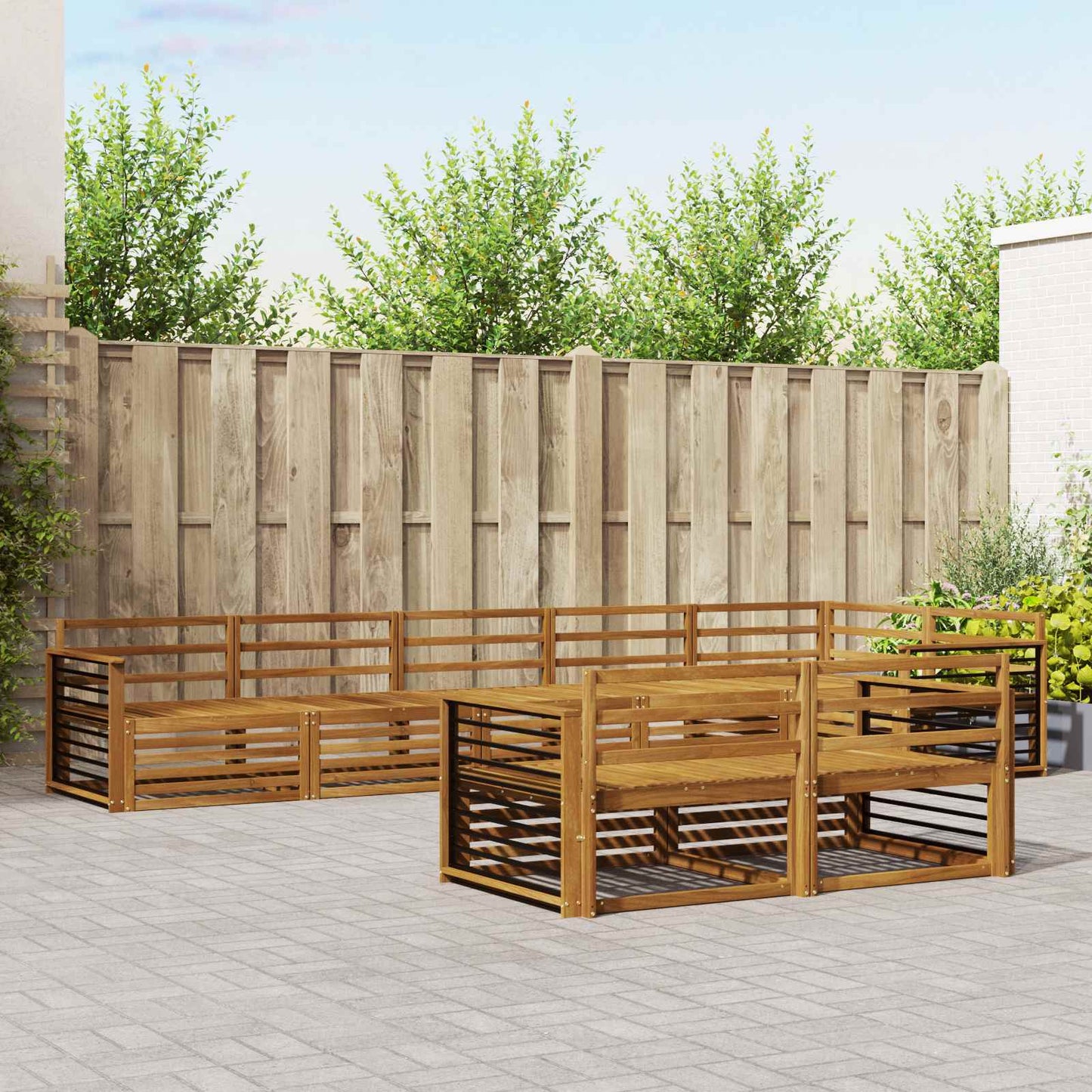 Buiten bankenset 8 pcs Naturel Massief Acaciahout is nu te koop bij PeponiXL, paradijselijk wonen!