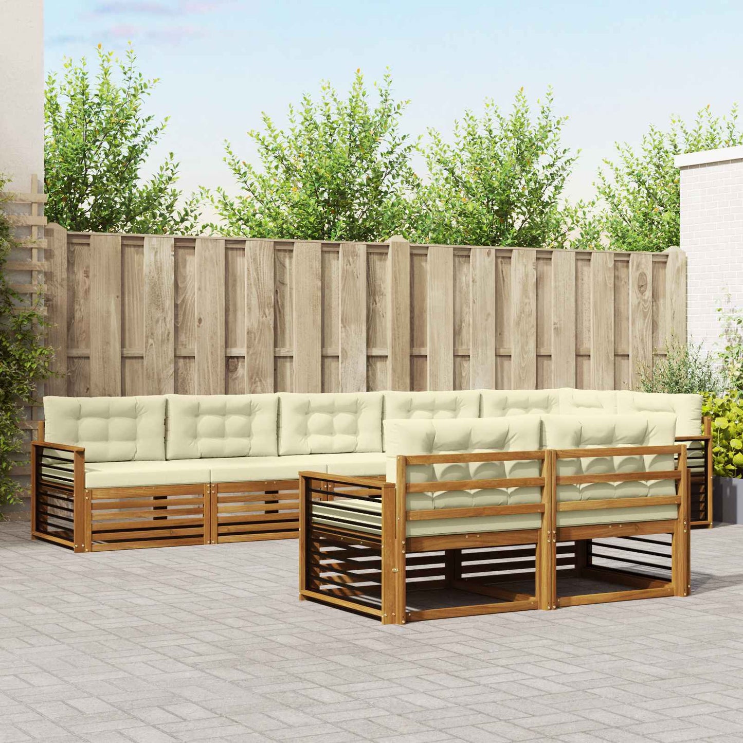 Buiten bankenset met kussen 8 pcs Natuurlijk en Crème is nu te koop bij PeponiXL, paradijselijk wonen!