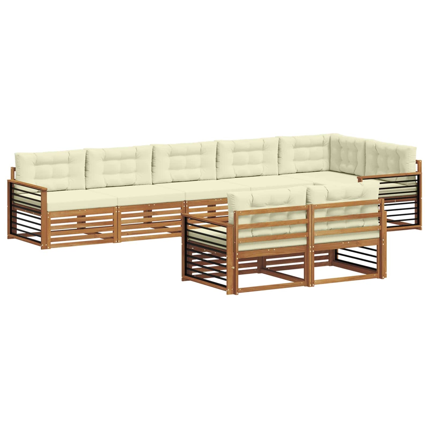 Buiten bankenset met kussen 8 pcs Natuurlijk en Crème is nu te koop bij PeponiXL, paradijselijk wonen!