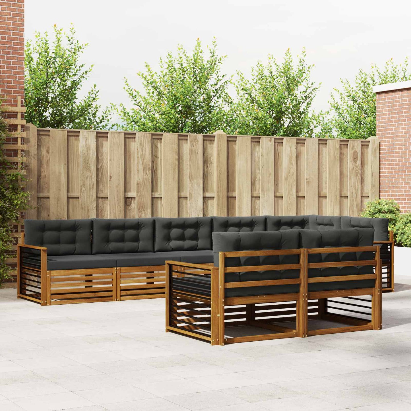Buiten bankenset met kussen 8 pcs Natuurlijk en Antraciet is nu te koop bij PeponiXL, paradijselijk wonen!