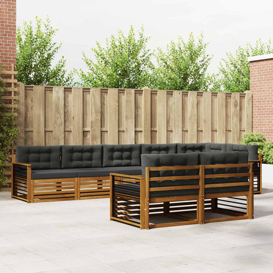 Buiten bankenset met kussen 8 pcs Natuurlijk en Antraciet is nu te koop bij PeponiXL, paradijselijk wonen!