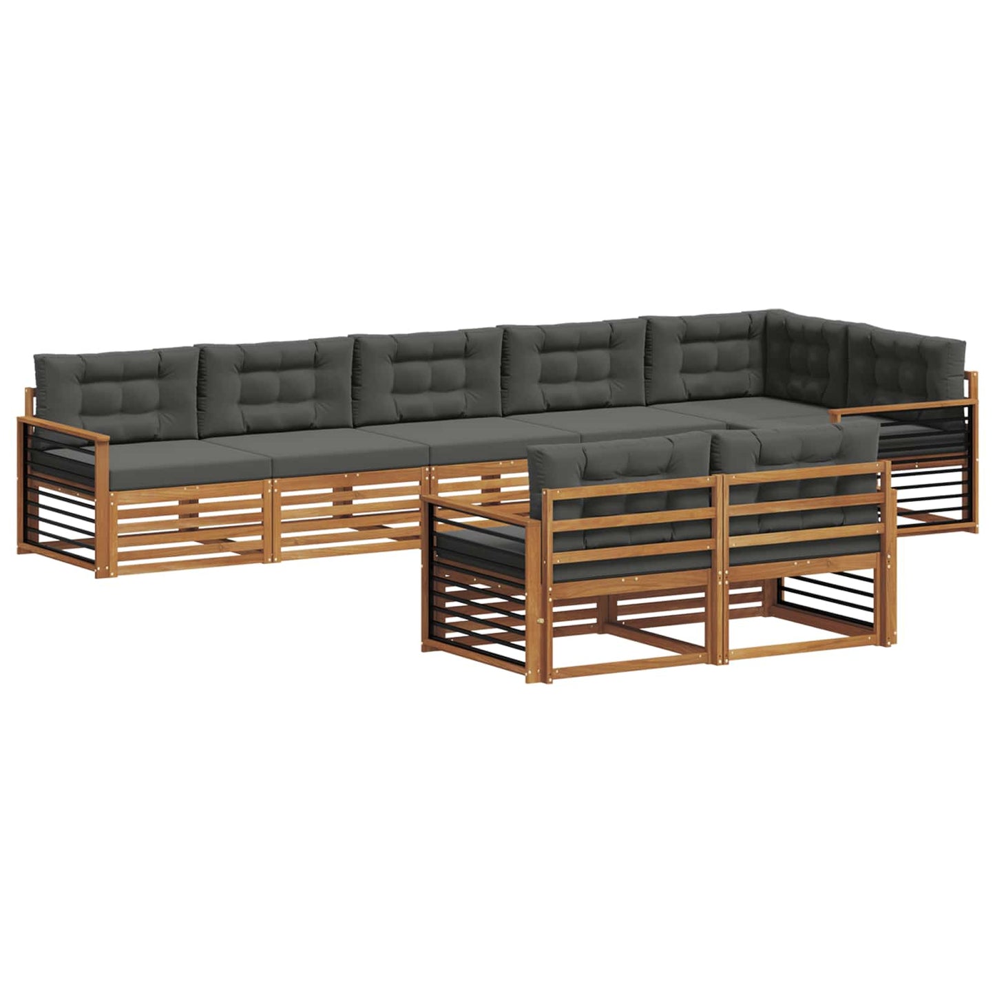 Buiten bankenset met kussen 8 pcs Natuurlijk en Antraciet is nu te koop bij PeponiXL, paradijselijk wonen!