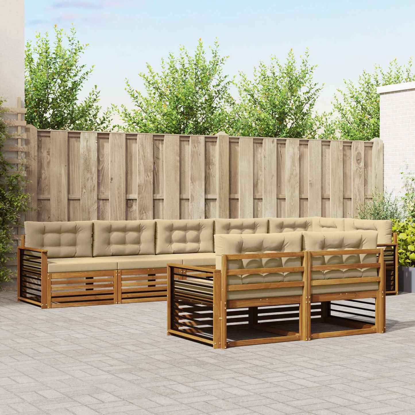 Buiten bankenset met kussen 8 pcs Natuurlijk en Beige is nu te koop bij PeponiXL, paradijselijk wonen!