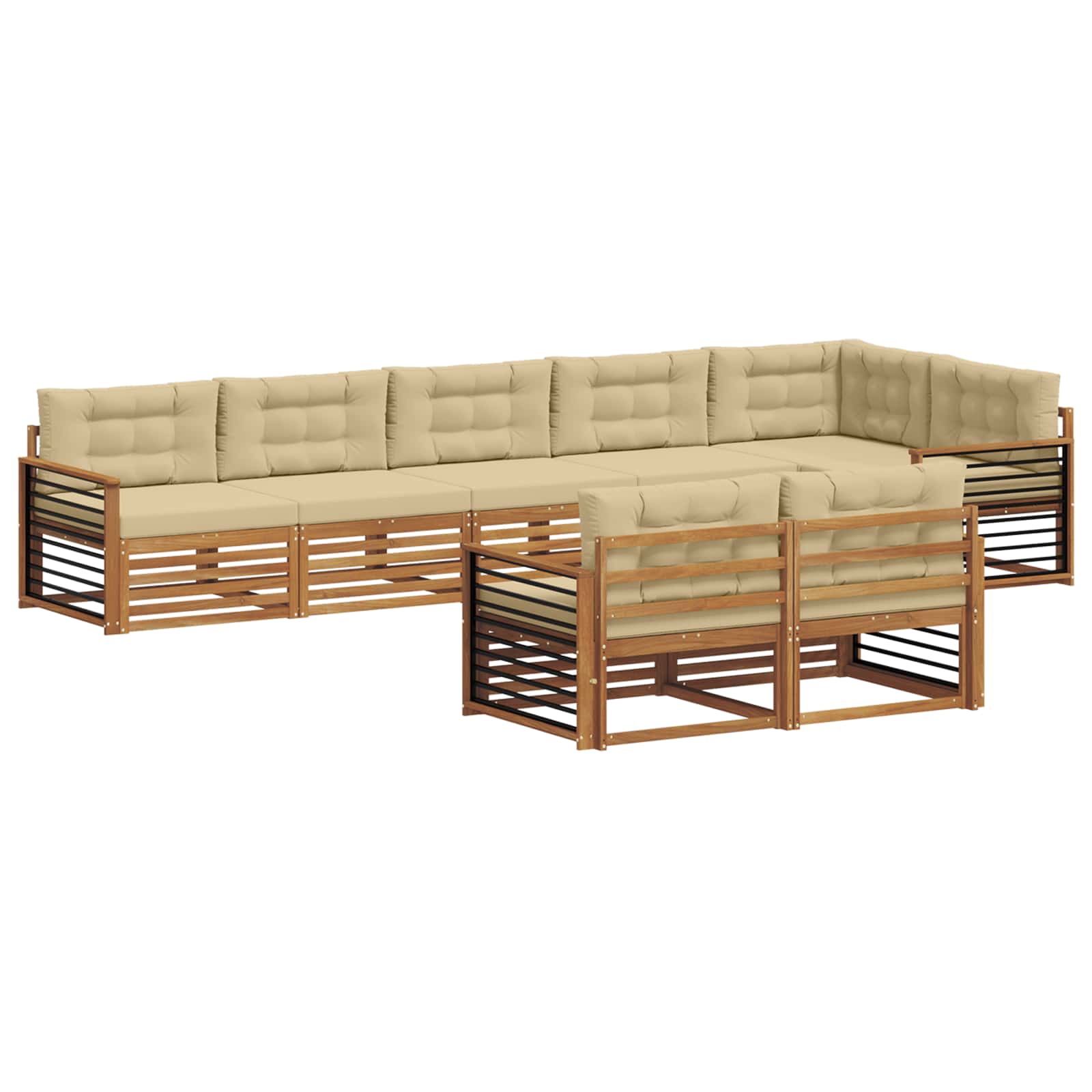 Buiten bankenset met kussen 8 pcs Natuurlijk en Beige is nu te koop bij PeponiXL, paradijselijk wonen!
