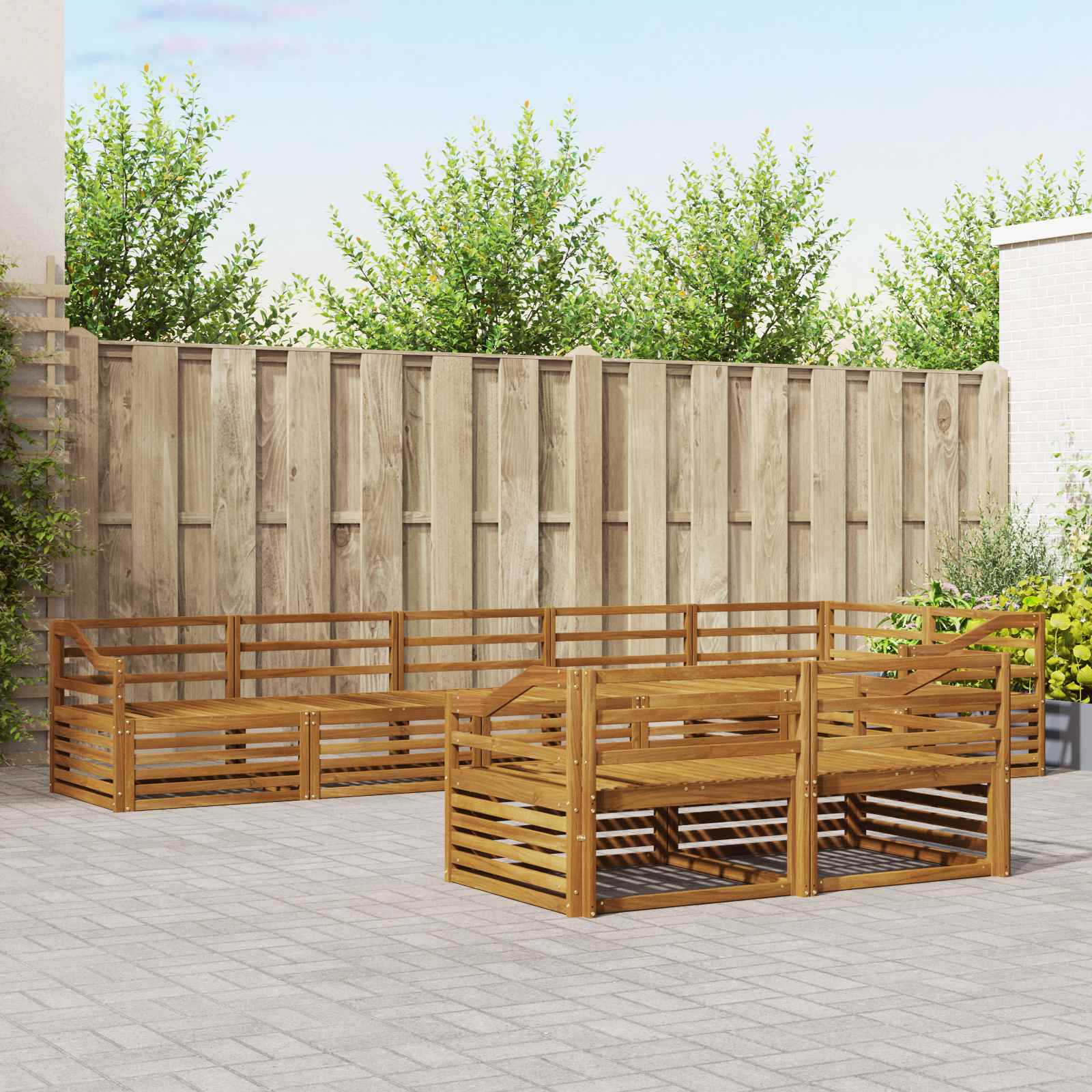Buiten bankenset 8 pcs Naturel Massief Acaciahout is nu te koop bij PeponiXL, paradijselijk wonen!