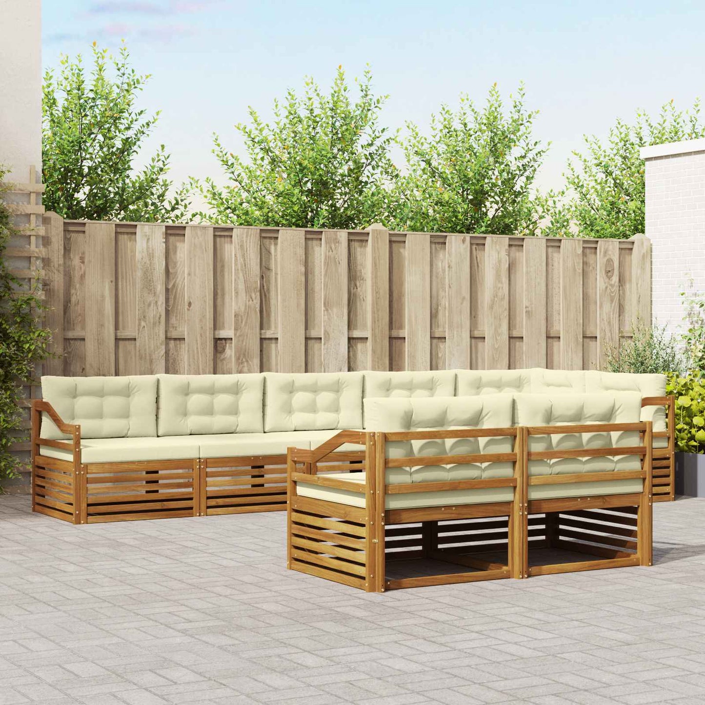 Buiten bankenset met kussen 8 pcs Natuurlijk en Crème is nu te koop bij PeponiXL, paradijselijk wonen!