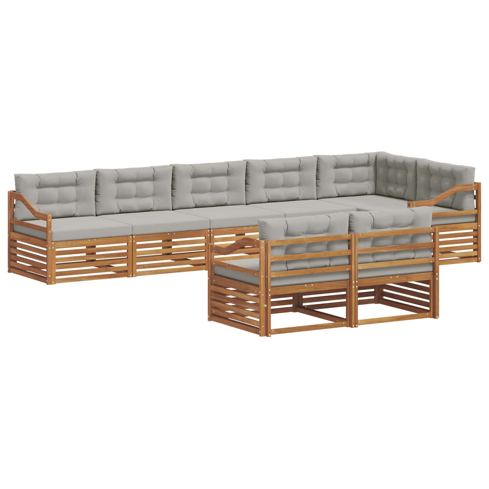 Buiten bankenset met kussen 8 pcs Natuurlijk en Lichtgrijs is nu te koop bij PeponiXL, paradijselijk wonen!