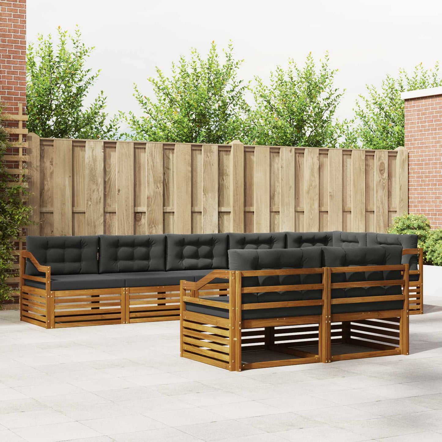 Buiten bankenset met kussen 8 pcs Natuurlijk en Antraciet is nu te koop bij PeponiXL, paradijselijk wonen!