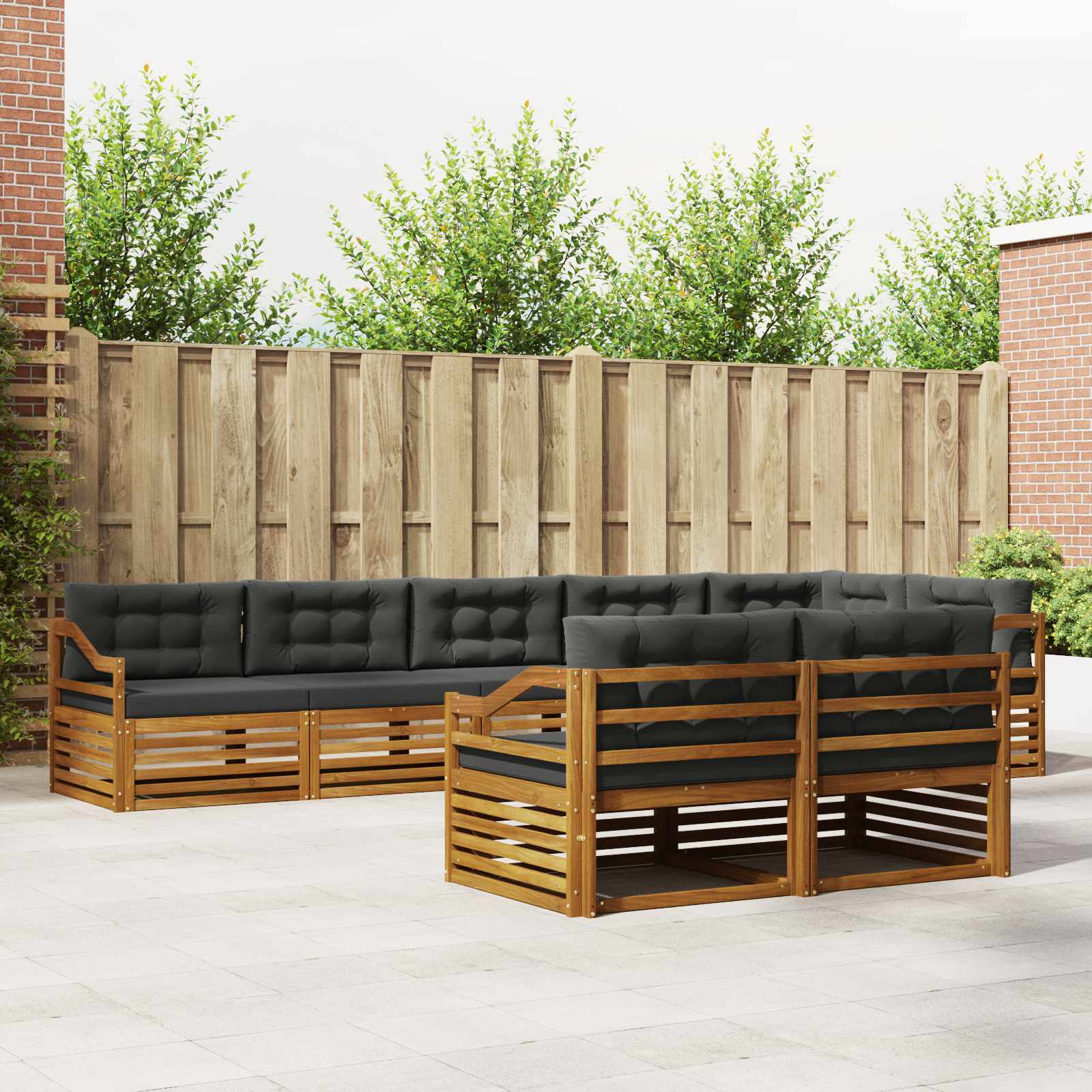 Buiten bankenset met kussen 8 pcs Natuurlijk en Antraciet is nu te koop bij PeponiXL, paradijselijk wonen!
