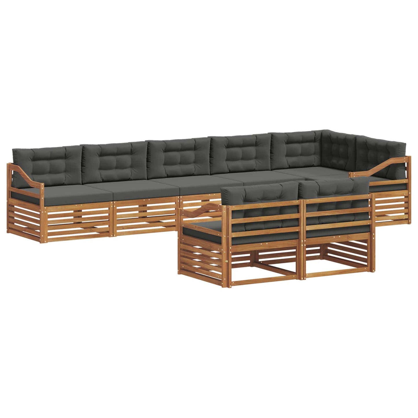 Buiten bankenset met kussen 8 pcs Natuurlijk en Antraciet is nu te koop bij PeponiXL, paradijselijk wonen!