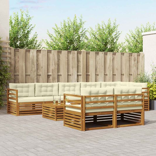 Buiten bankenset met kussen 9 pcs Natuurlijk en Crème is nu te koop bij PeponiXL, paradijselijk wonen!