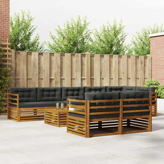 Buiten bankenset met kussen 9 pcs Natuurlijk en Antraciet is nu te koop bij PeponiXL, paradijselijk wonen!