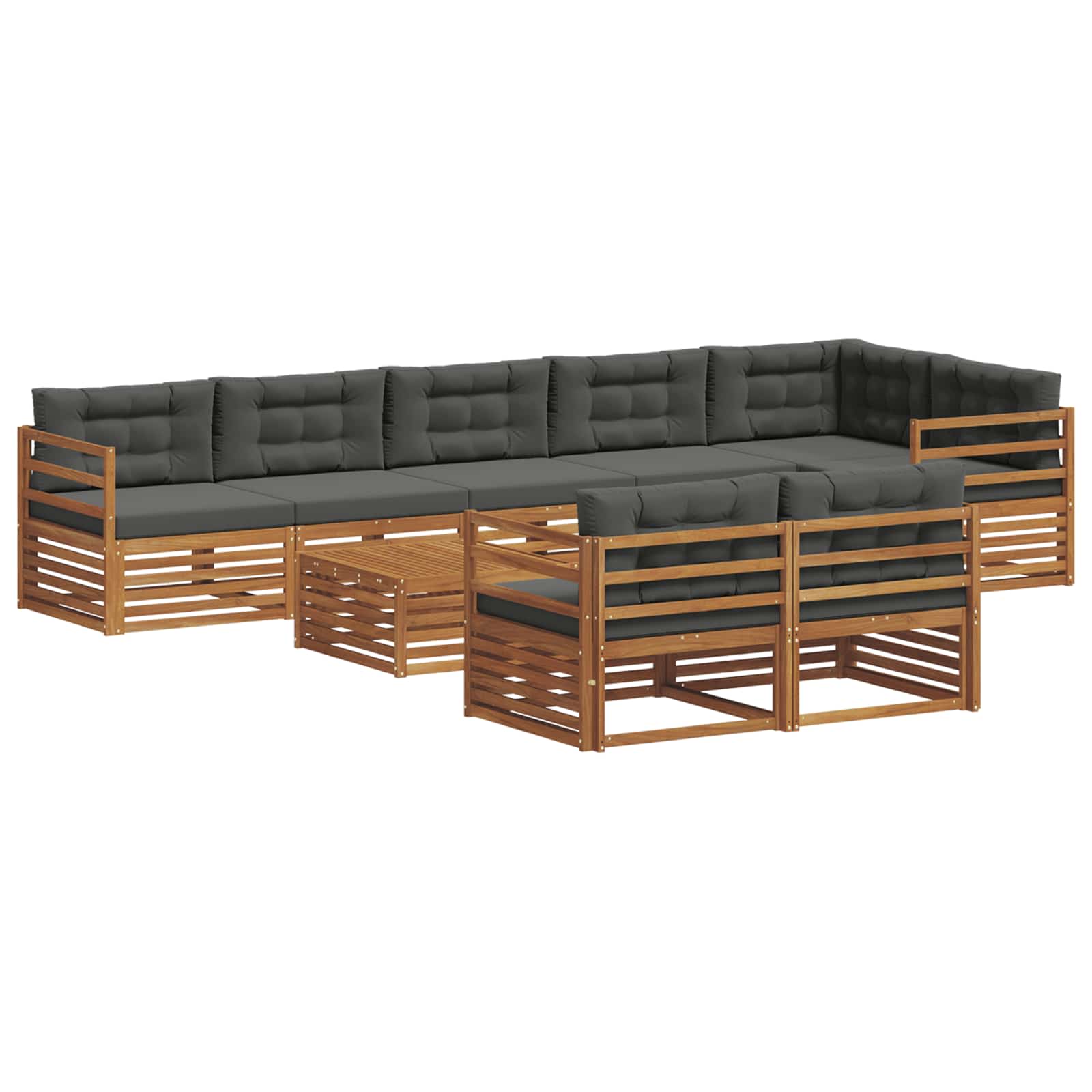 Buiten bankenset met kussen 9 pcs Natuurlijk en Antraciet is nu te koop bij PeponiXL, paradijselijk wonen!