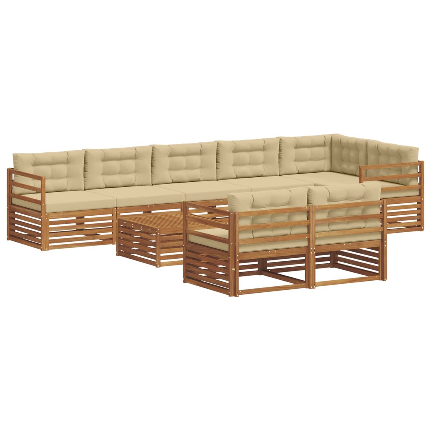 Buiten bankenset met kussen 9 pcs Natuurlijk en Beige is nu te koop bij PeponiXL, paradijselijk wonen!