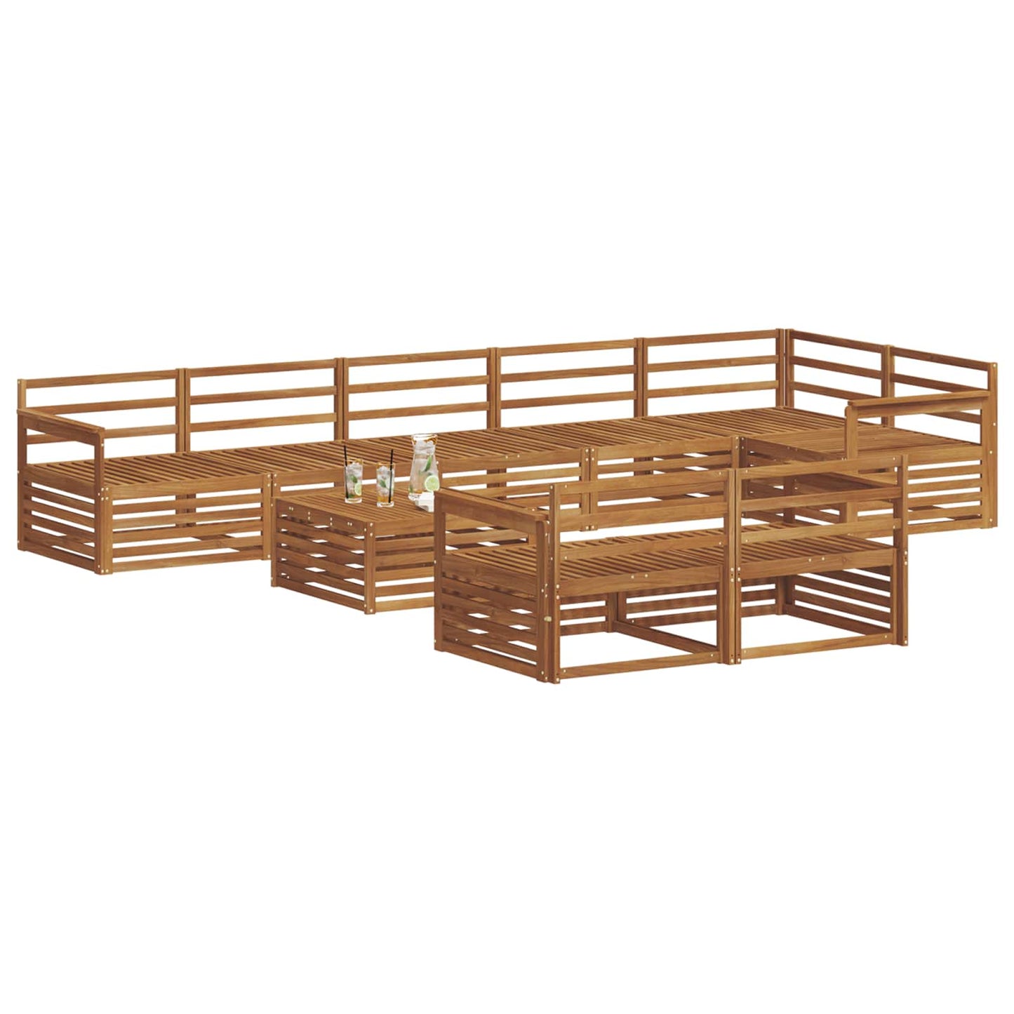 Buiten bankenset 9 pcs Naturel Massief Acaciahout is nu te koop bij PeponiXL, paradijselijk wonen!