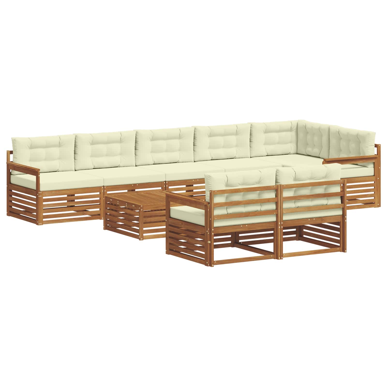 Buiten bankenset met kussen 9 pcs Natuurlijk en Crème is nu te koop bij PeponiXL, paradijselijk wonen!