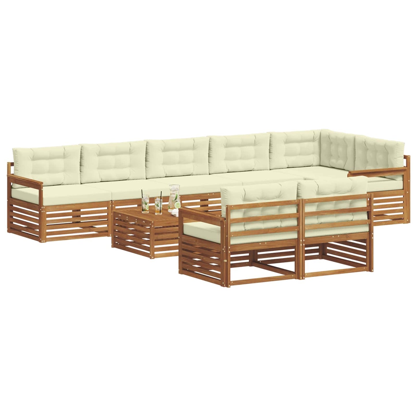 Buiten bankenset met kussen 9 pcs Natuurlijk en Crème is nu te koop bij PeponiXL, paradijselijk wonen!