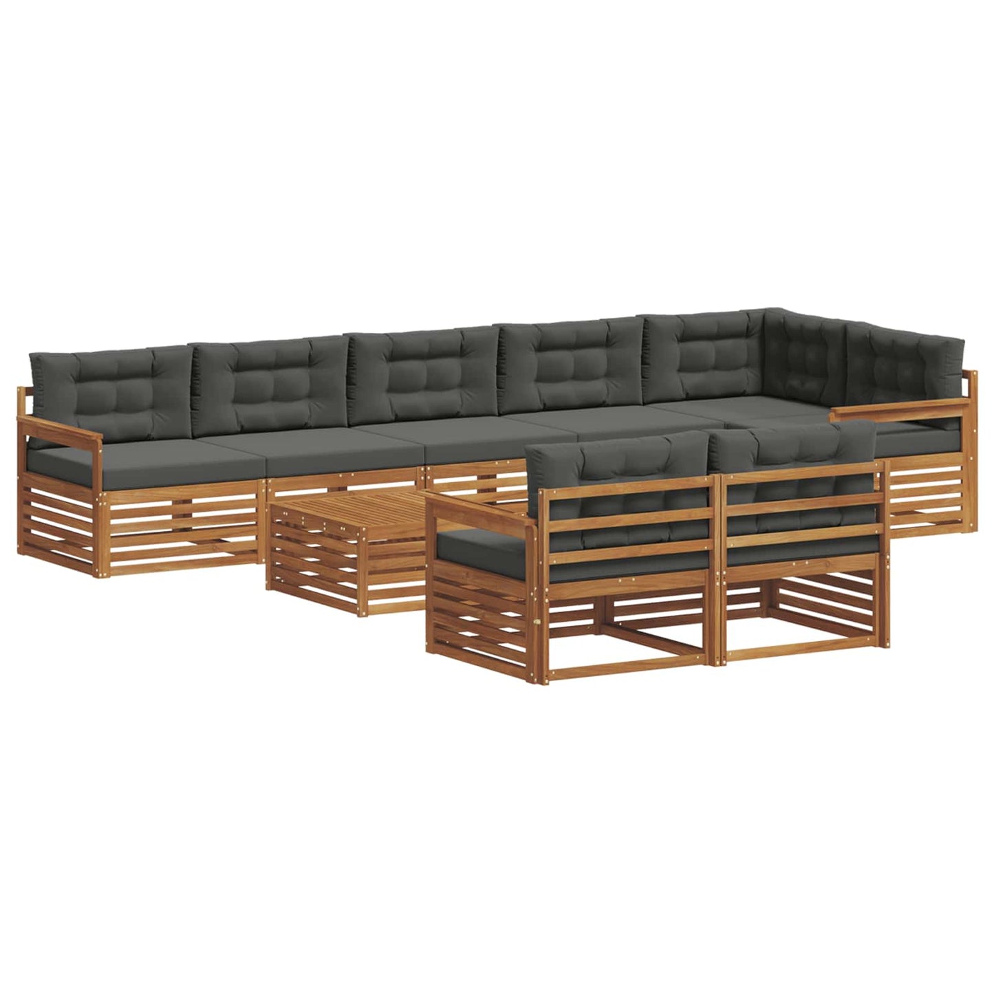 Buiten bankenset met kussen 9 pcs Natuurlijk en Antraciet is nu te koop bij PeponiXL, paradijselijk wonen!