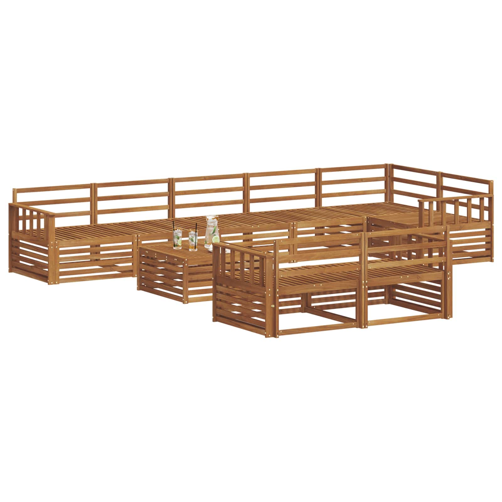 Buiten bankenset 9 pcs Naturel Massief Acaciahout is nu te koop bij PeponiXL, paradijselijk wonen!