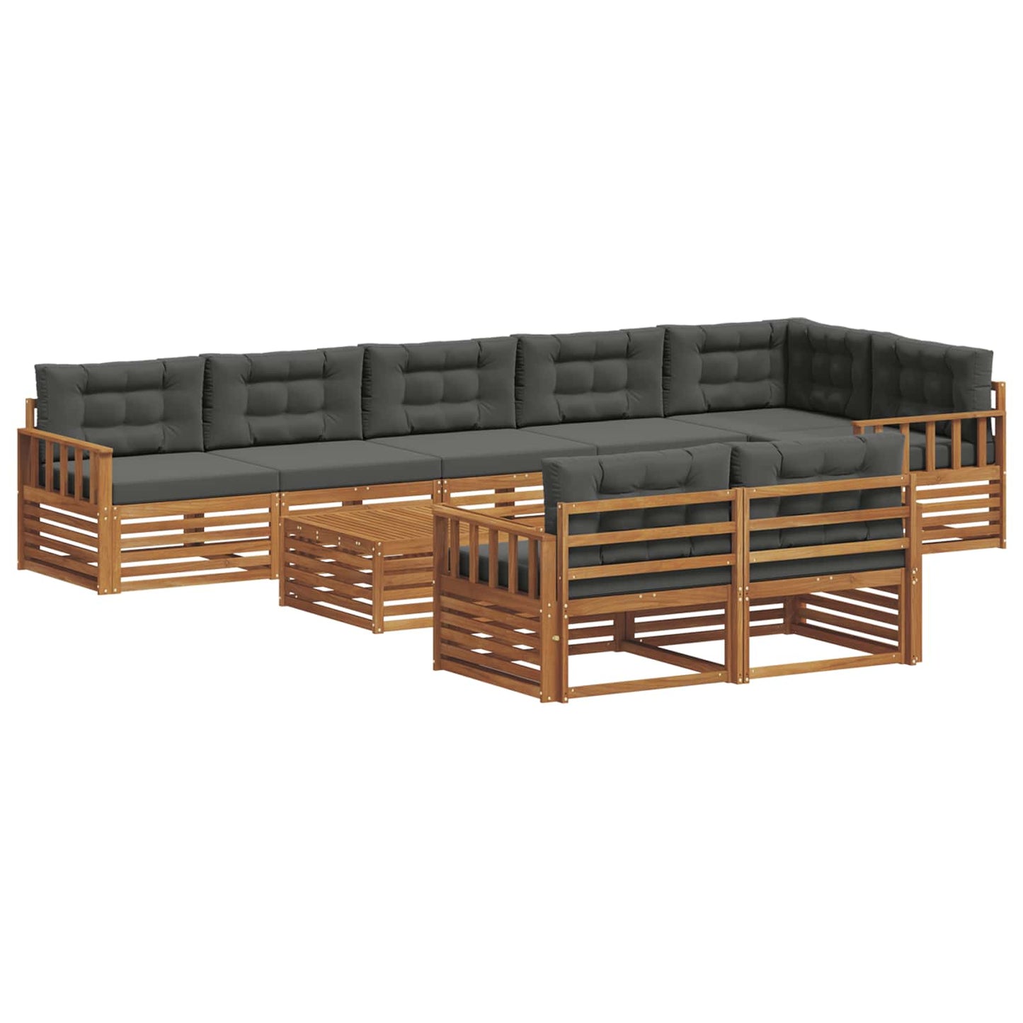 Buiten bankenset met kussen 9 pcs Natuurlijk en Antraciet is nu te koop bij PeponiXL, paradijselijk wonen!