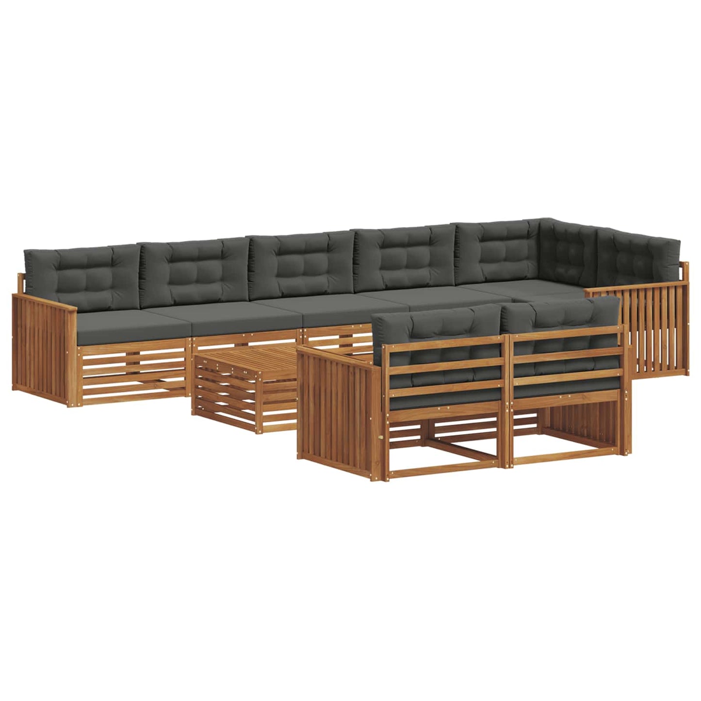 Buiten bankenset met kussen 9 pcs Natuurlijk en Antraciet is nu te koop bij PeponiXL, paradijselijk wonen!