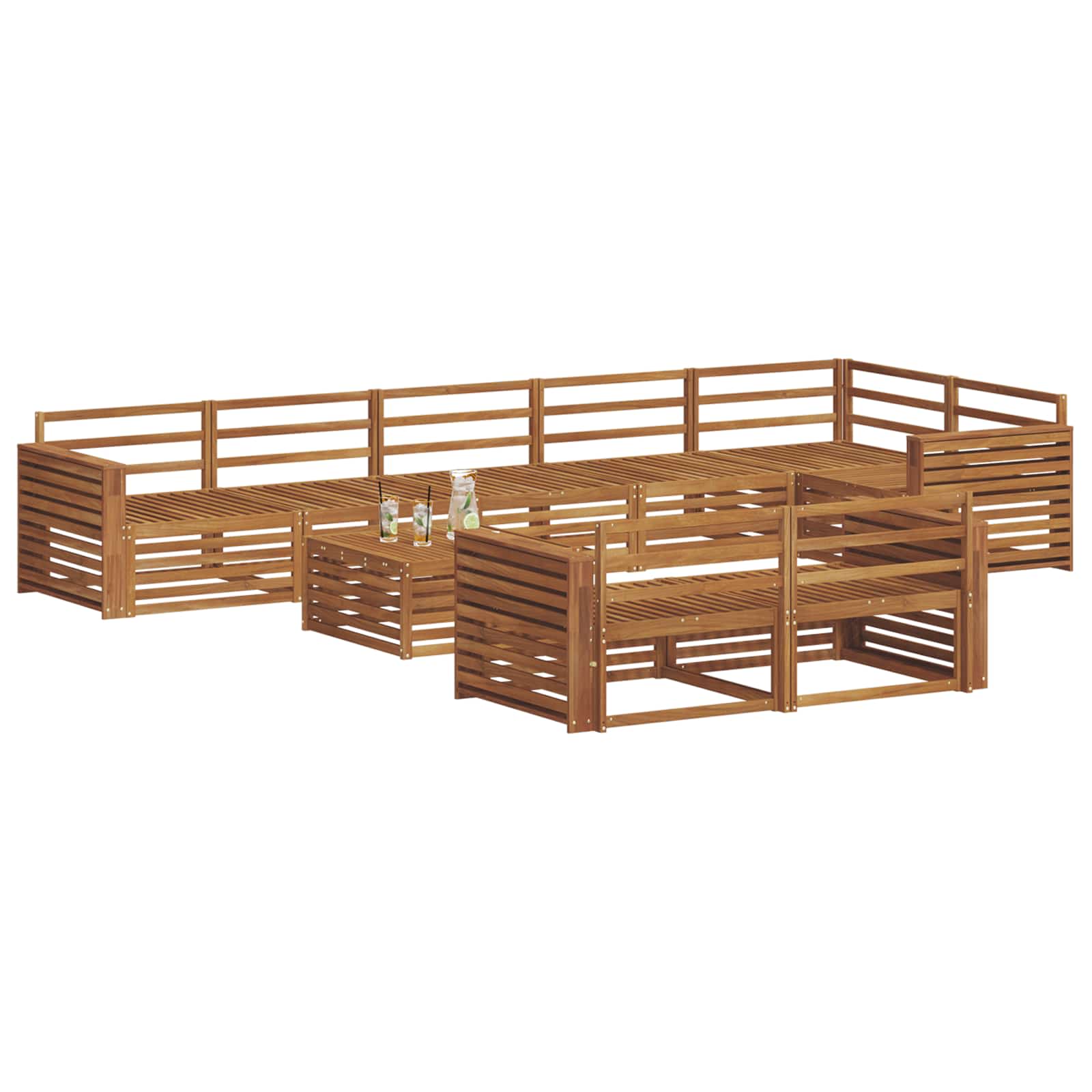 Buiten bankenset 9 pcs Naturel Massief Acaciahout is nu te koop bij PeponiXL, paradijselijk wonen!