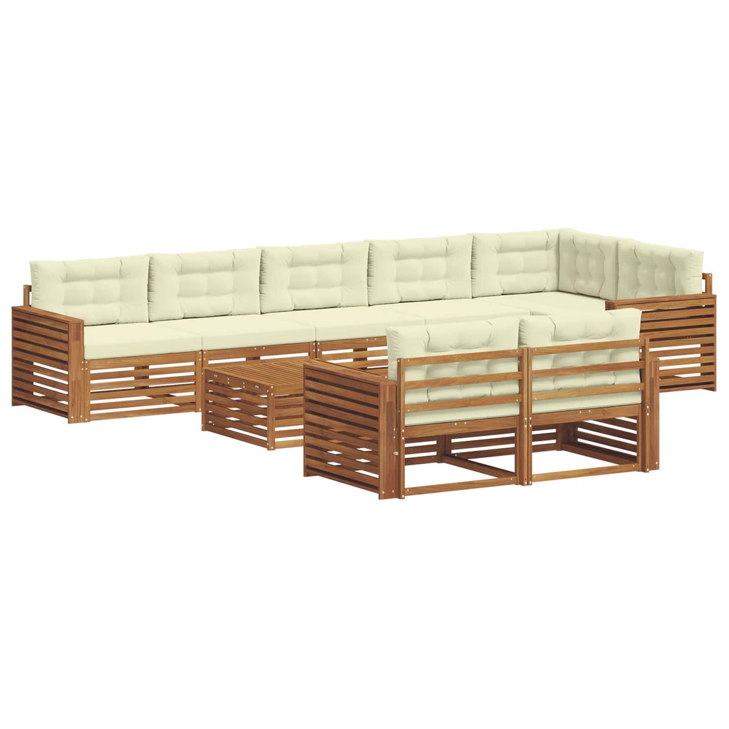 Buiten bankenset met kussen 9 pcs Natuurlijk en Crème is nu te koop bij PeponiXL, paradijselijk wonen!