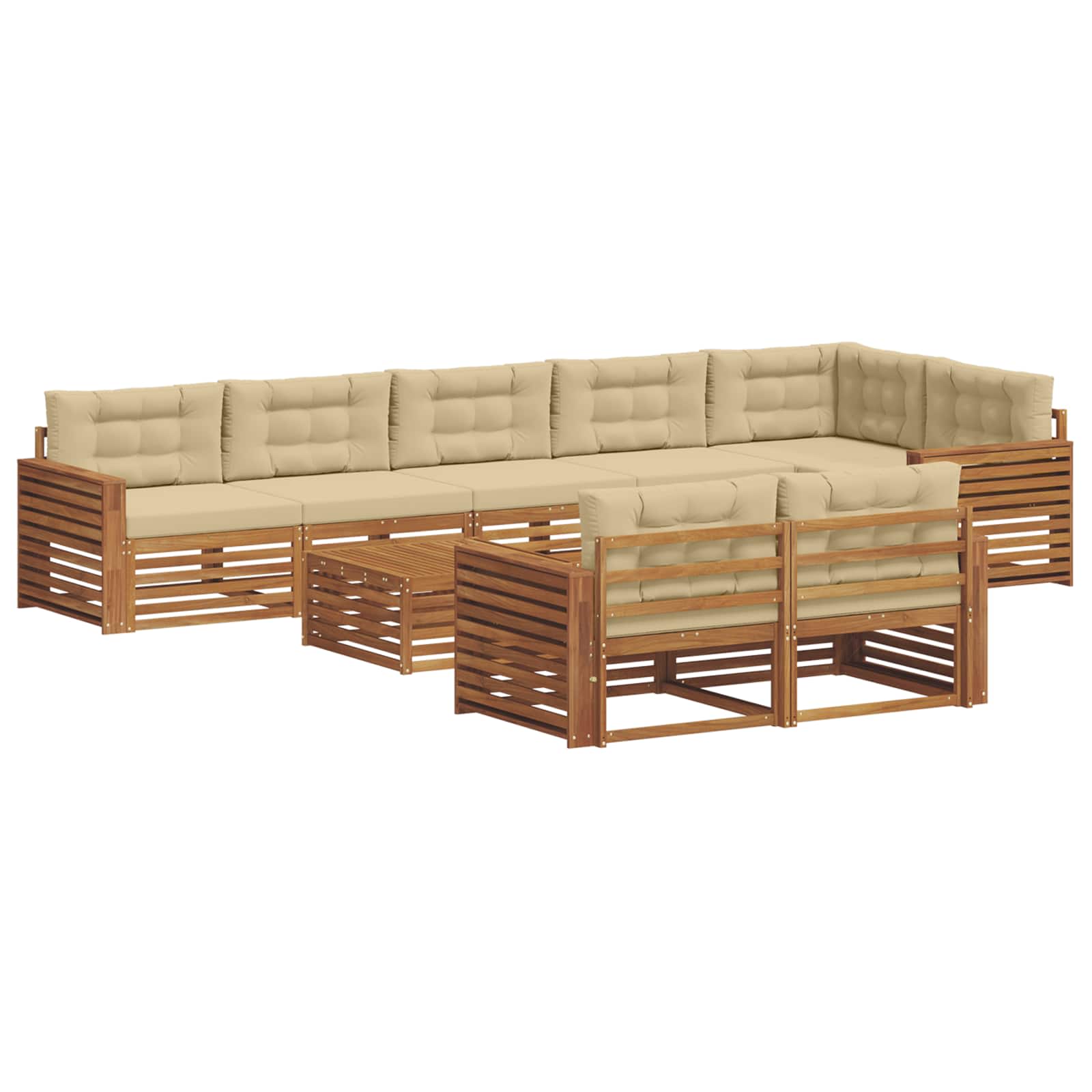 Buiten bankenset met kussen 9 pcs Natuurlijk en Beige is nu te koop bij PeponiXL, paradijselijk wonen!