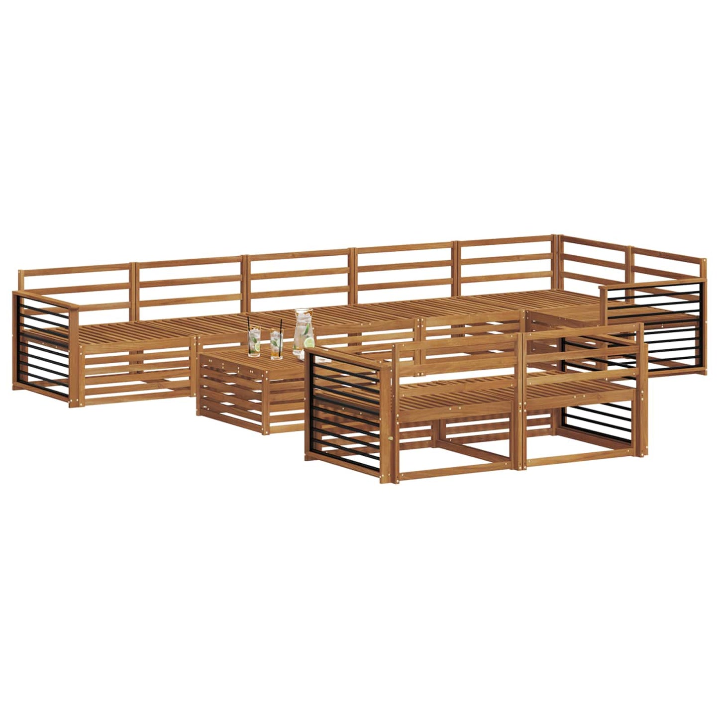 Buiten bankenset 9 pcs Naturel Massief Acaciahout is nu te koop bij PeponiXL, paradijselijk wonen!
