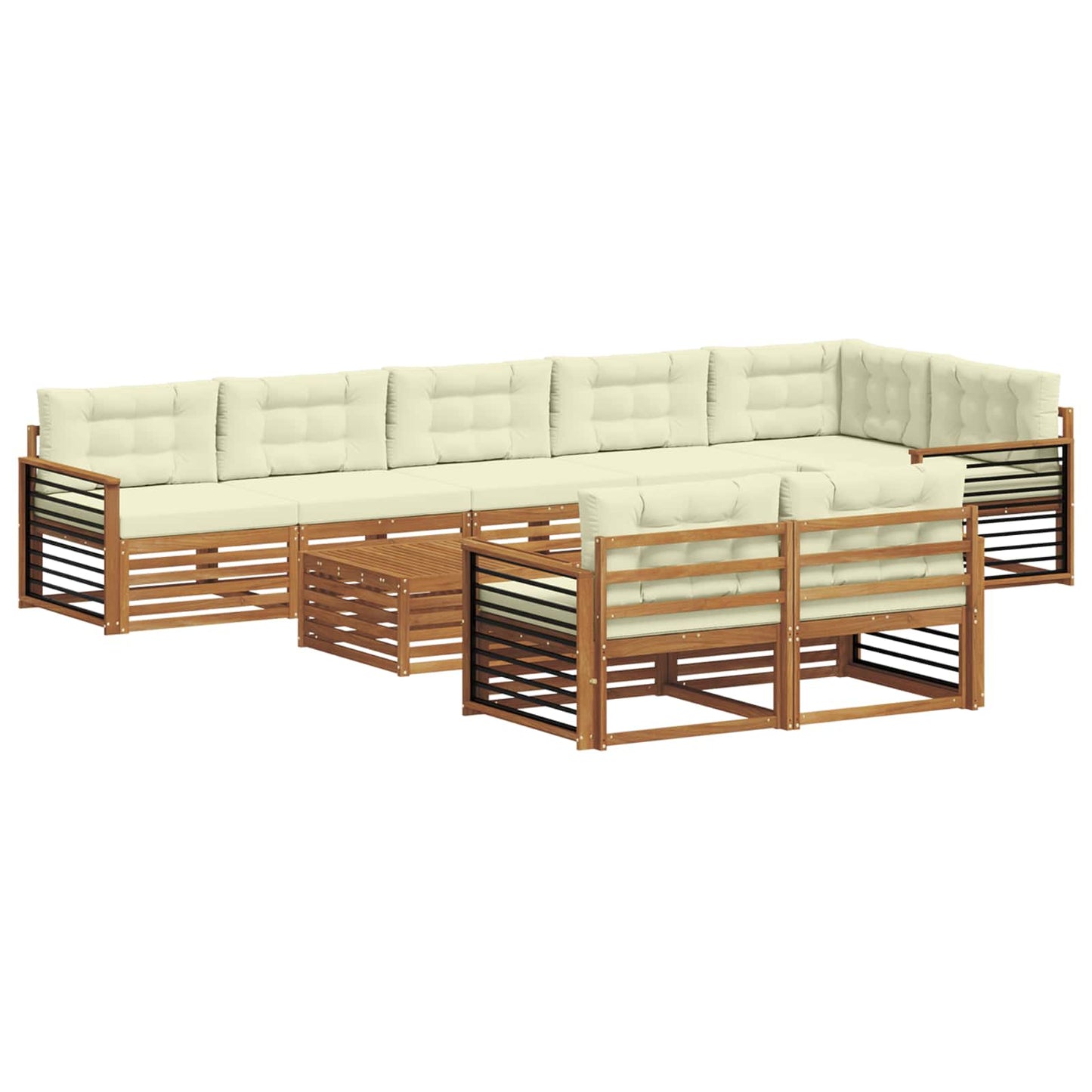 Buiten bankenset met kussen 9 pcs Natuurlijk en Crème is nu te koop bij PeponiXL, paradijselijk wonen!