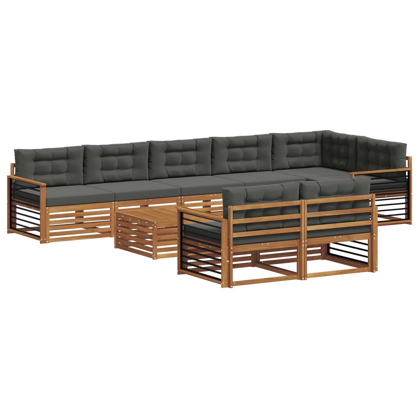 Buiten bankenset met kussen 9 pcs Natuurlijk en Antraciet is nu te koop bij PeponiXL, paradijselijk wonen!