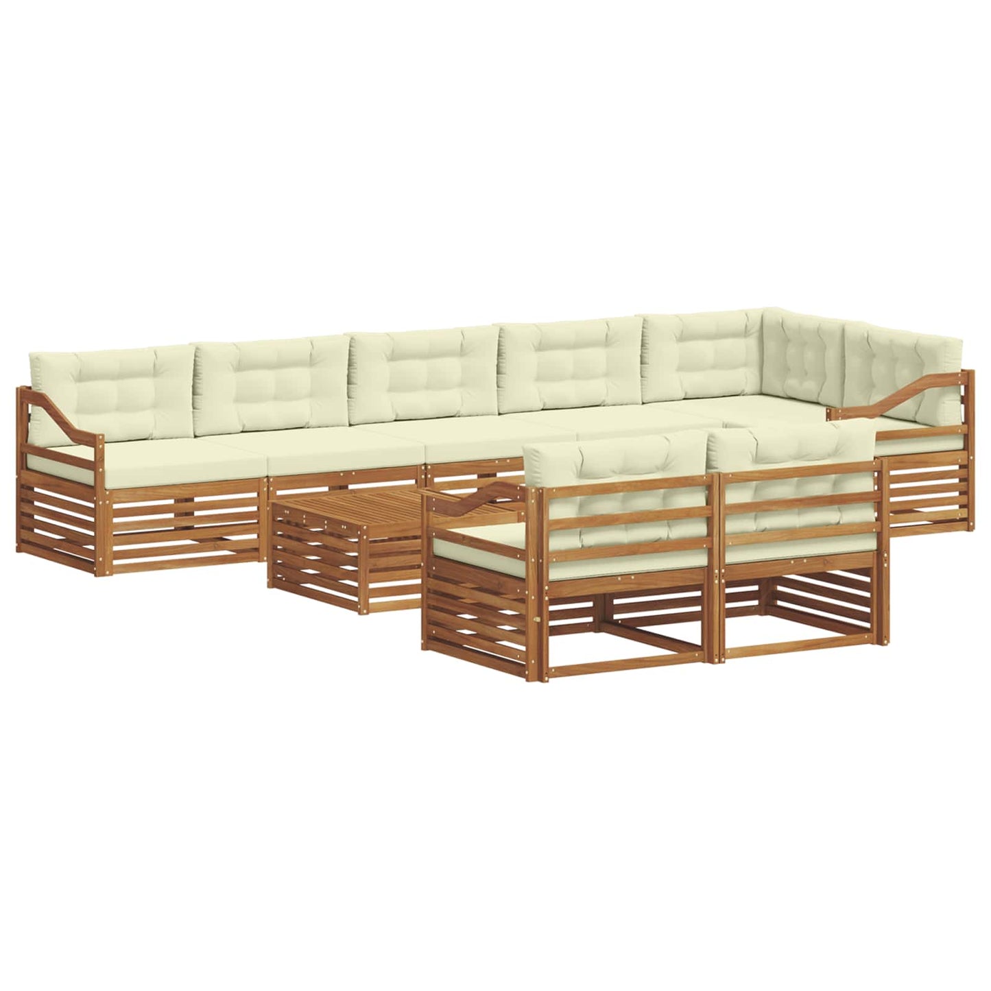 Buiten bankenset met kussen 9 pcs Natuurlijk en Crème is nu te koop bij PeponiXL, paradijselijk wonen!