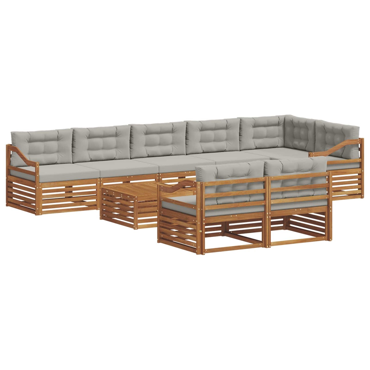 Buiten bankenset met kussen 9 pcs Natuurlijk en Lichtgrijs is nu te koop bij PeponiXL, paradijselijk wonen!