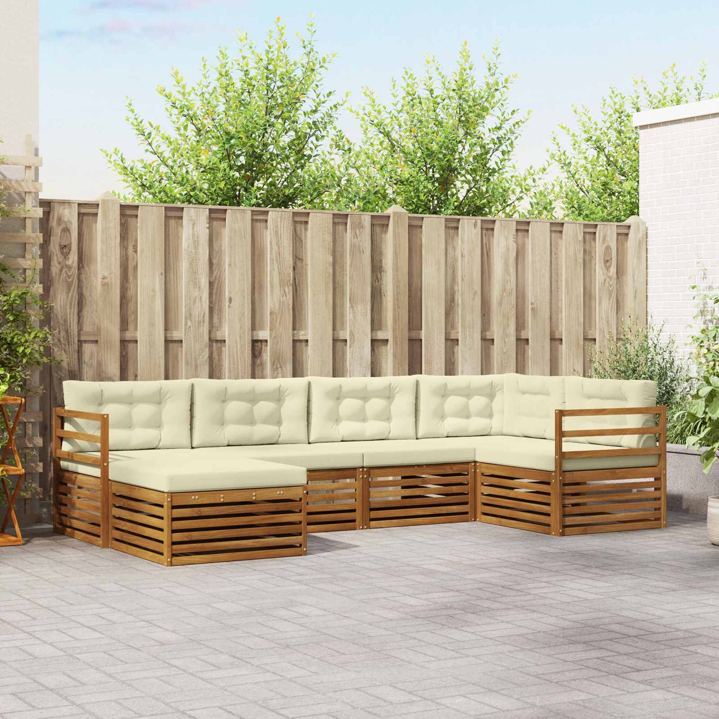 Buiten bankenset met kussen 6 pcs Natuurlijk en Crème is nu te koop bij PeponiXL, paradijselijk wonen!