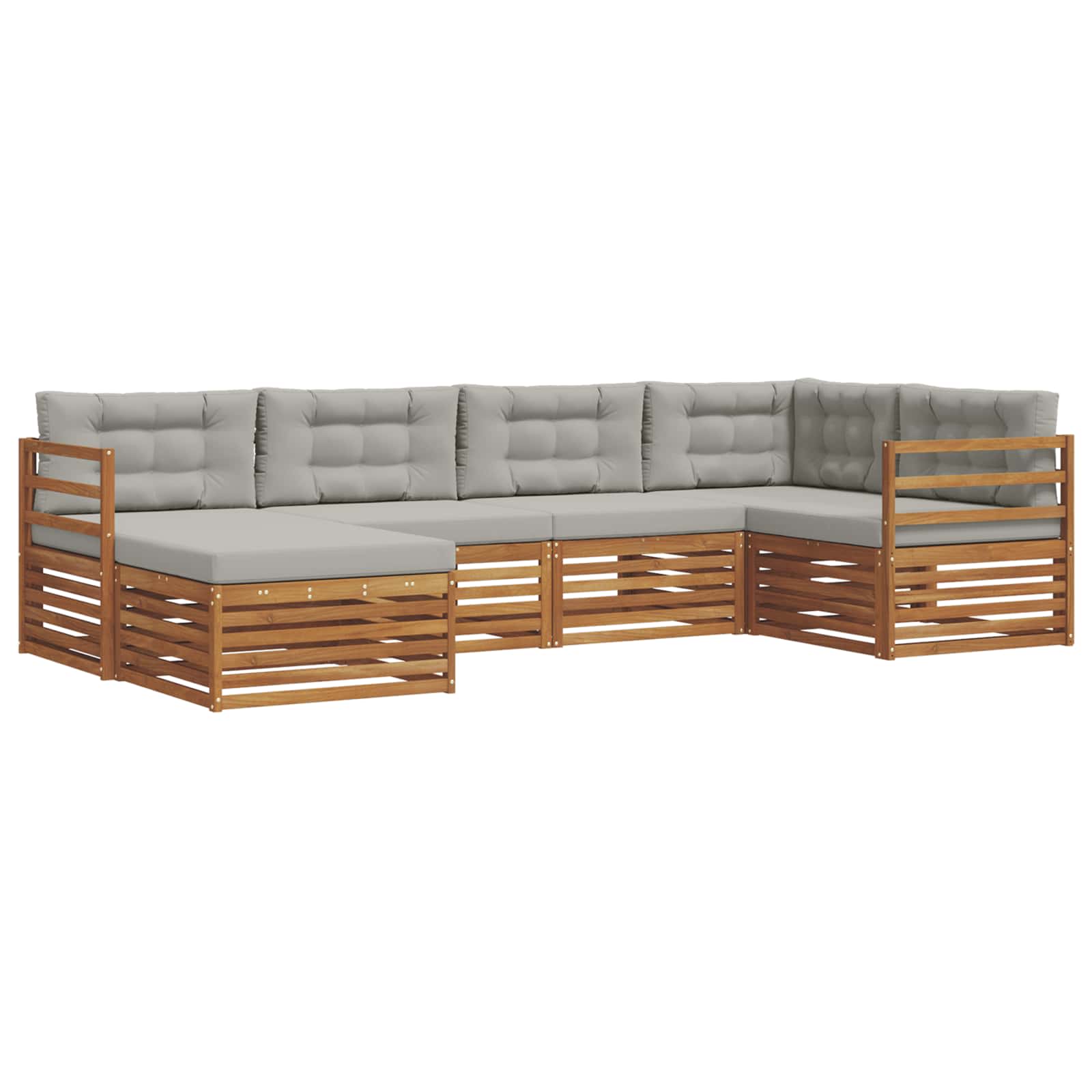 Buiten bankenset met kussen 6 pcs Natuurlijk en Lichtgrijs is nu te koop bij PeponiXL, paradijselijk wonen!