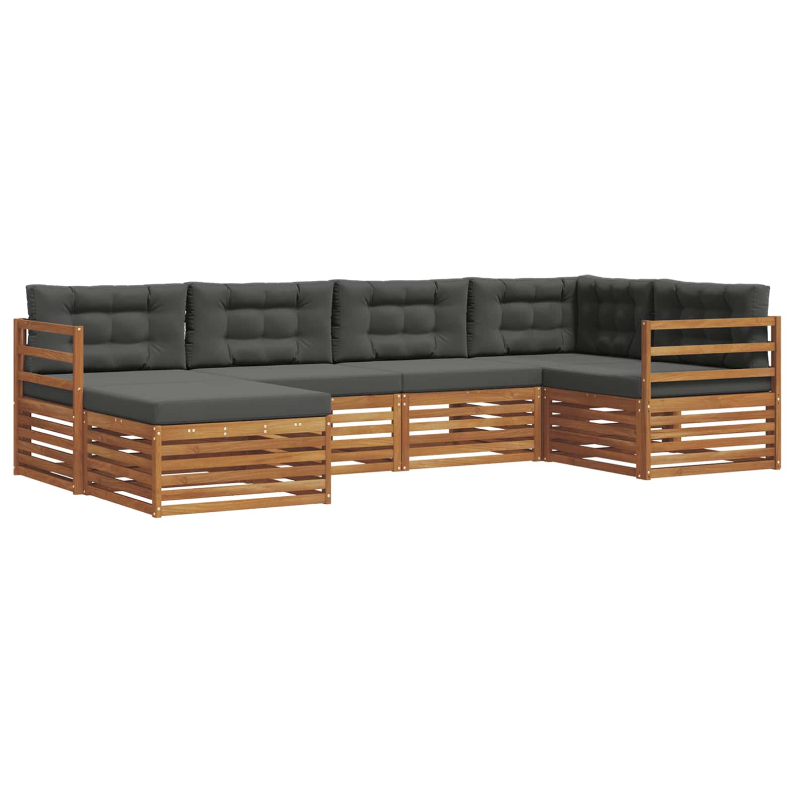 Buiten bankenset met kussen 6 pcs Natuurlijk en Antraciet is nu te koop bij PeponiXL, paradijselijk wonen!