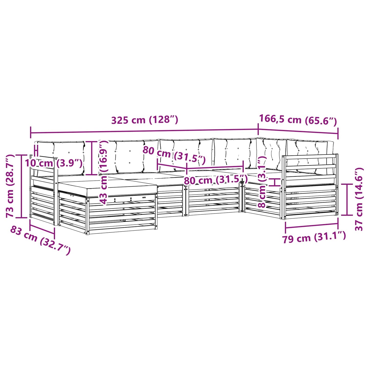 Buiten bankenset met kussen 6 pcs Natuurlijk en Antraciet is nu te koop bij PeponiXL, paradijselijk wonen!