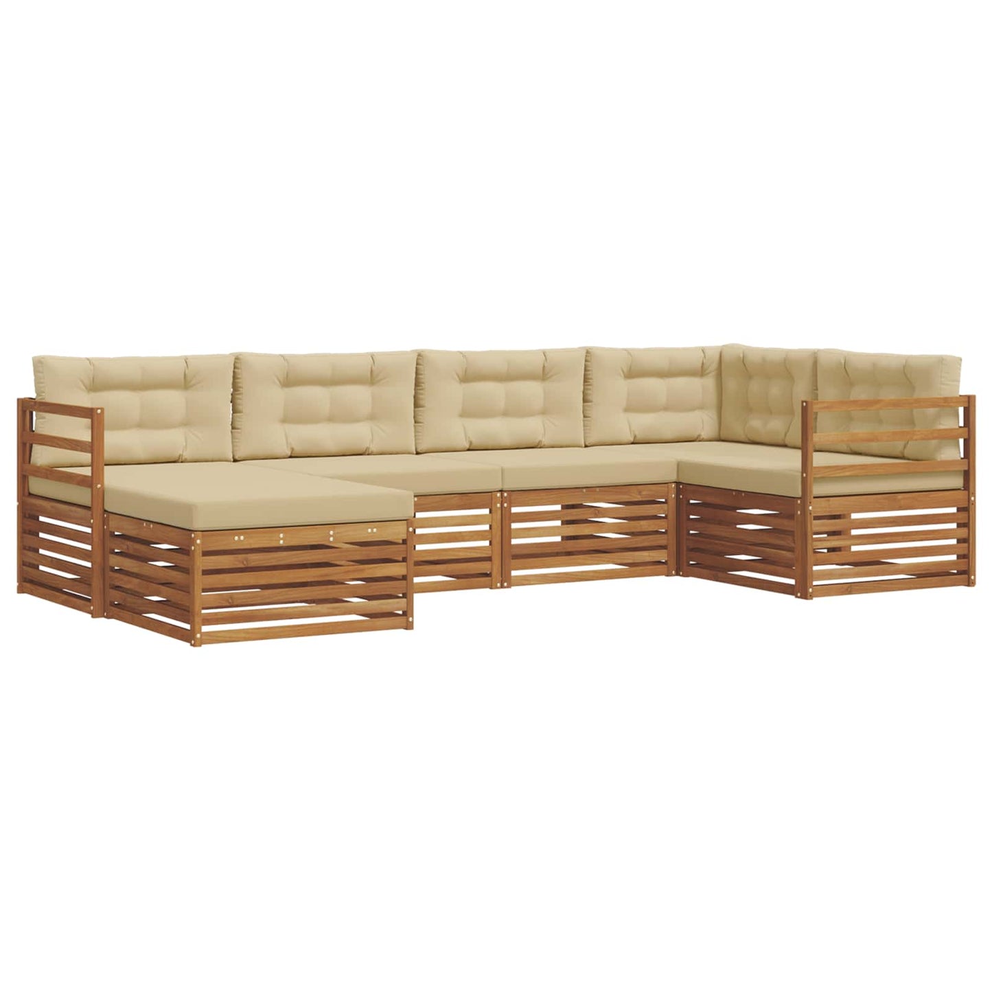 Buiten bankenset met kussen 6 pcs Natuurlijk en Beige is nu te koop bij PeponiXL, paradijselijk wonen!