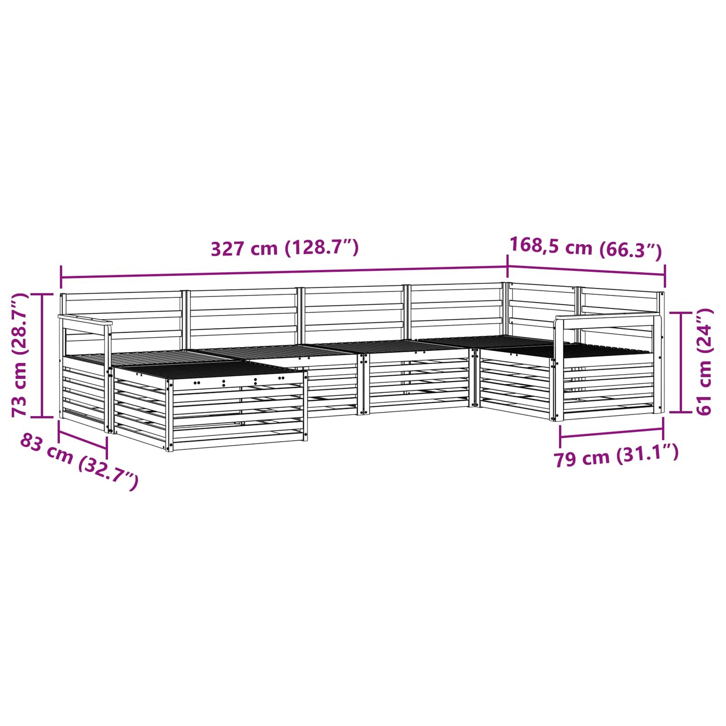 Buiten bankenset 6 pcs Naturel is nu te koop bij PeponiXL, paradijselijk wonen!