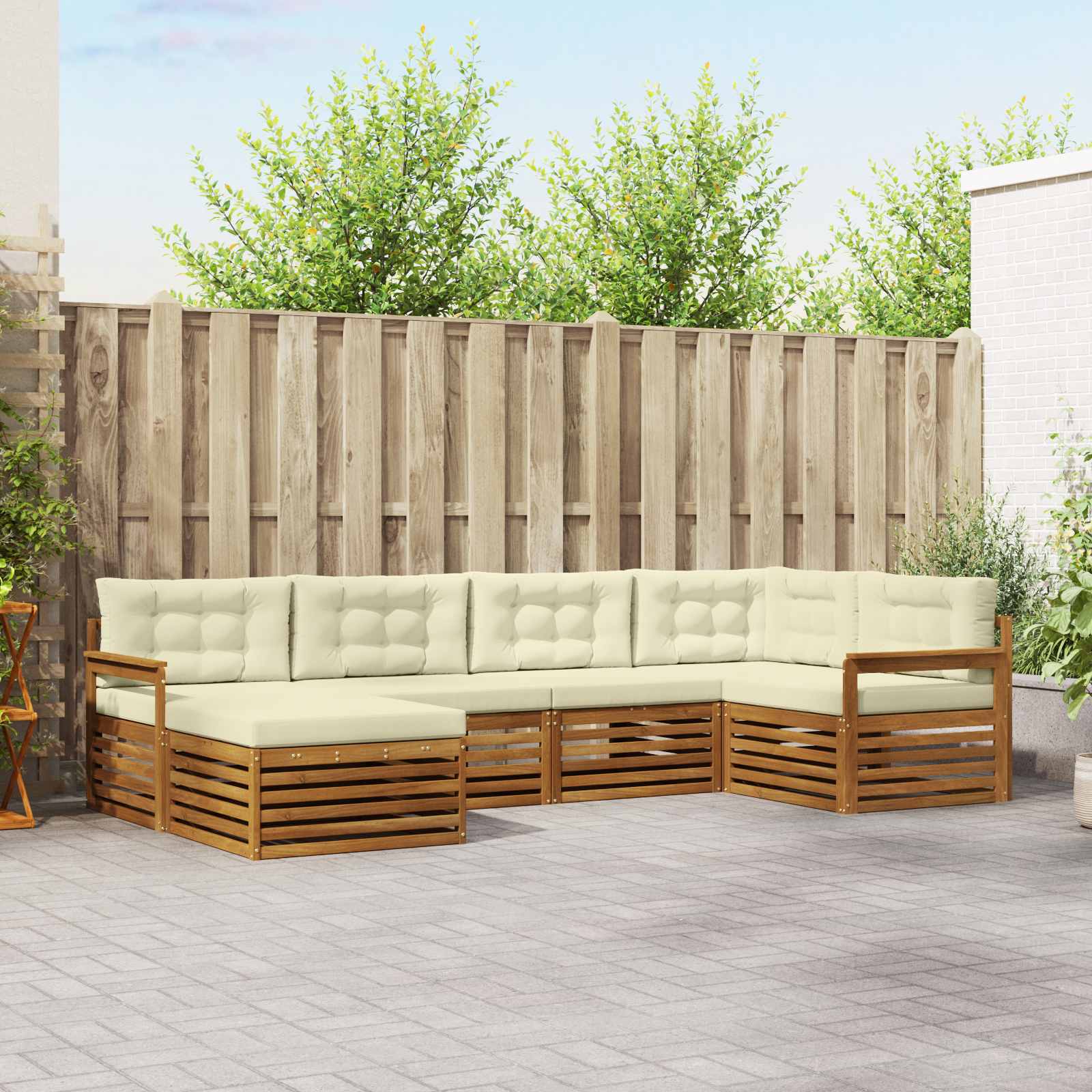 Buiten bankenset met kussen 6 pcs Natuurlijk en Crème is nu te koop bij PeponiXL, paradijselijk wonen!