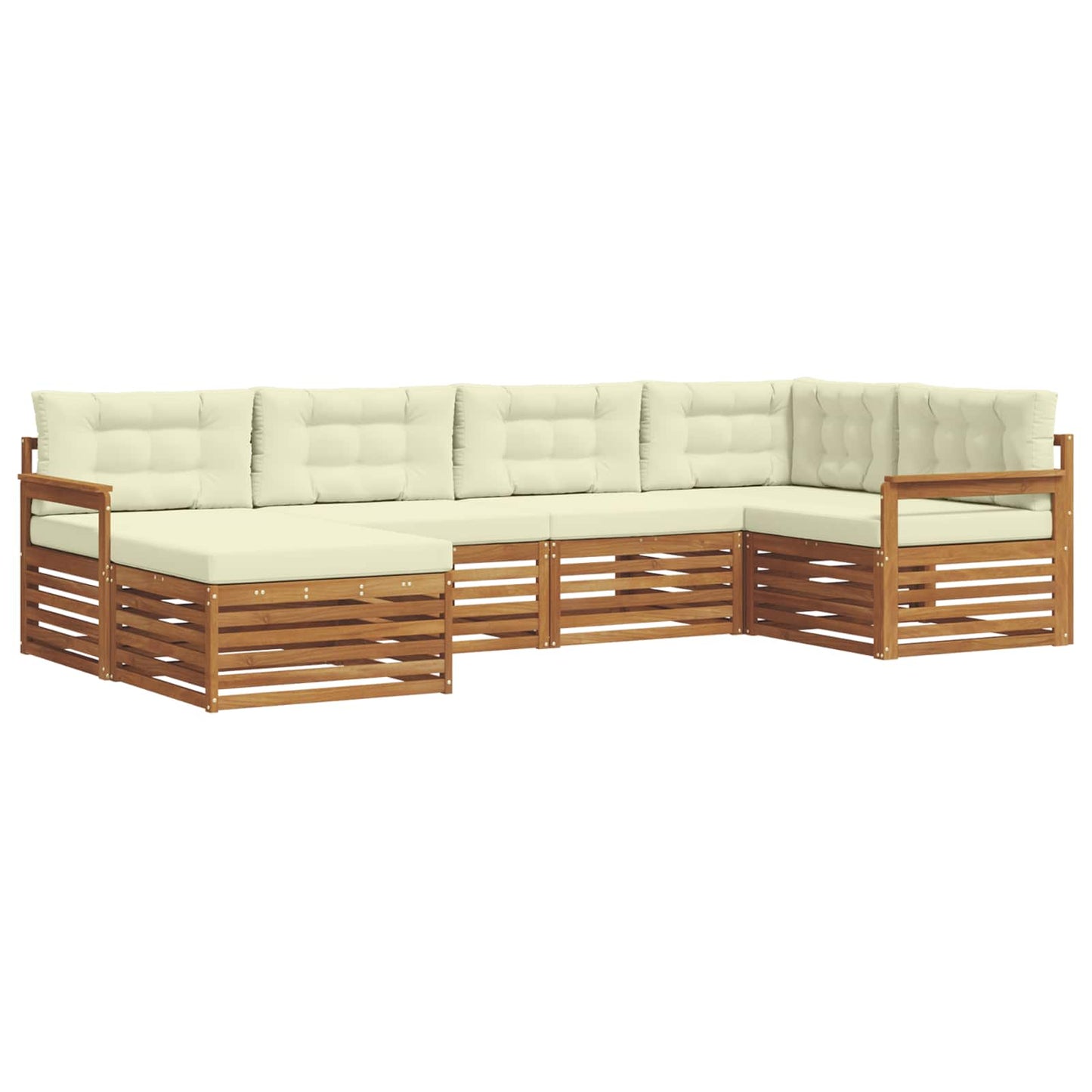 Buiten bankenset met kussen 6 pcs Natuurlijk en Crème is nu te koop bij PeponiXL, paradijselijk wonen!