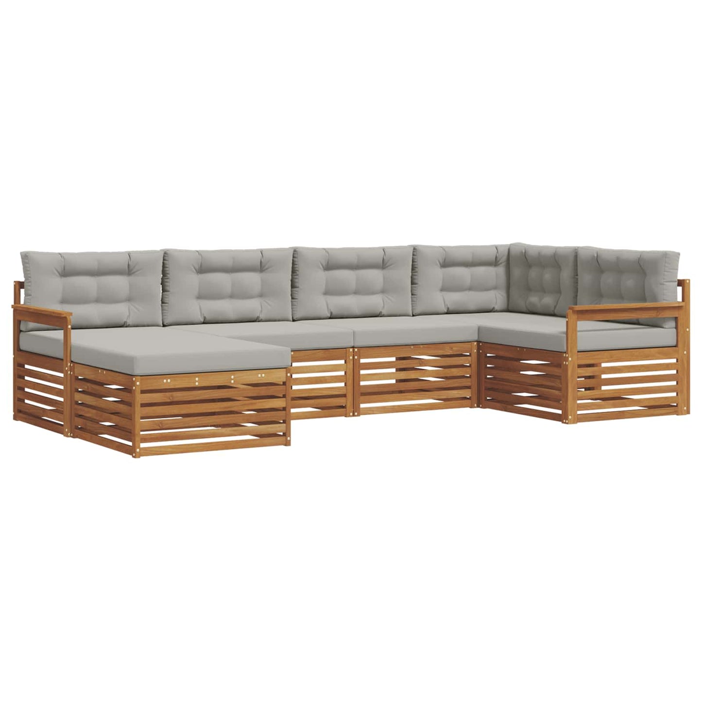 Buiten bankenset met kussen 6 pcs Natuurlijk en Lichtgrijs is nu te koop bij PeponiXL, paradijselijk wonen!