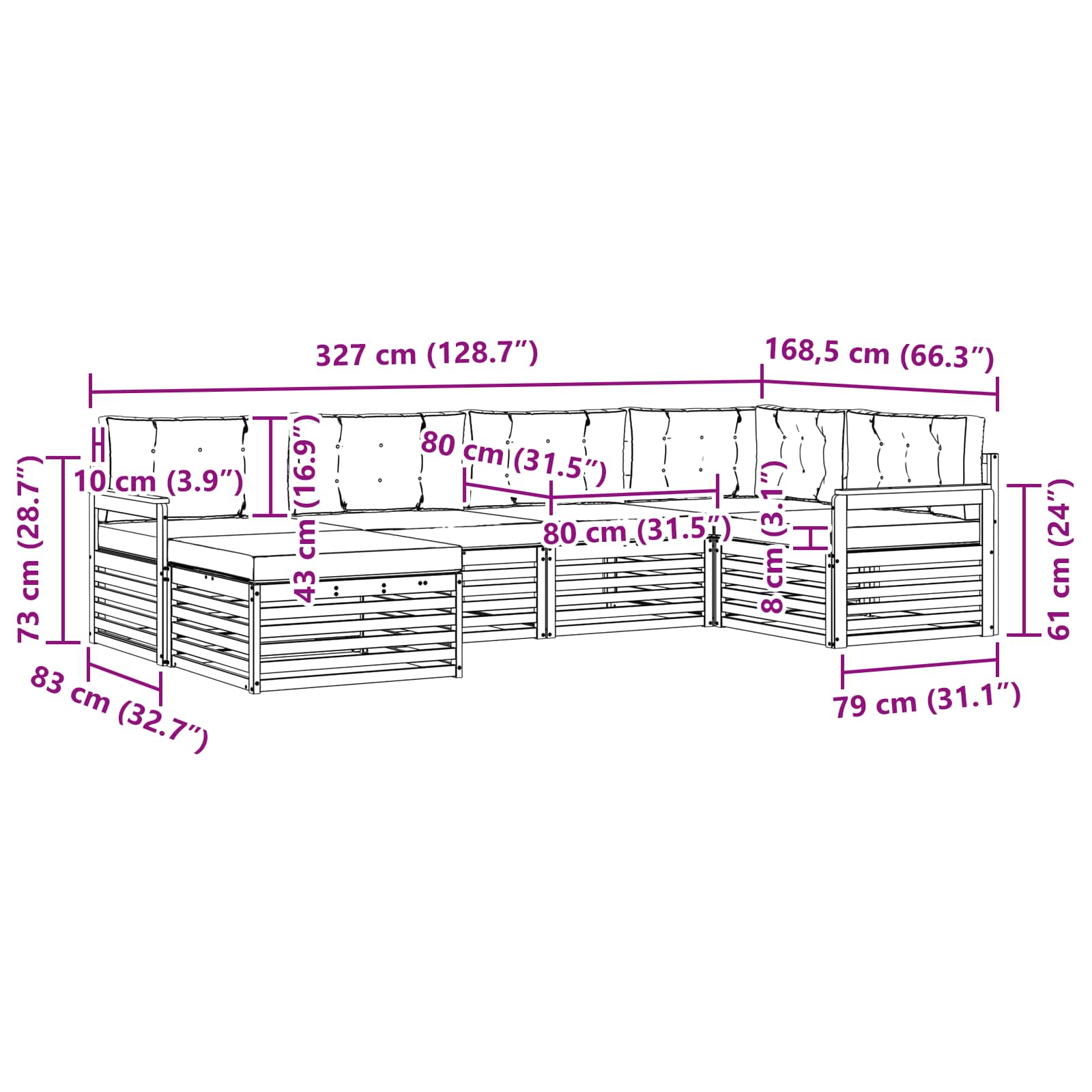 Buiten bankenset met kussen 6 pcs Natuurlijk en Lichtgrijs is nu te koop bij PeponiXL, paradijselijk wonen!